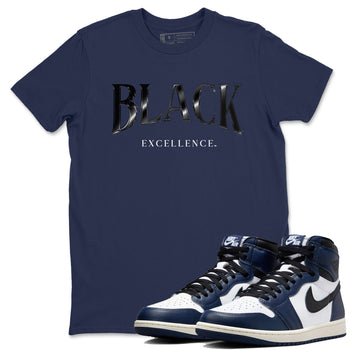 1s Midnight Navy shirts to match jordans Black Excellence sneaker match tees Air Jordan 1 Midnight Navy match shoes to clothes SNRT Sneaker Tees unisex cotton Navy 1 shirts