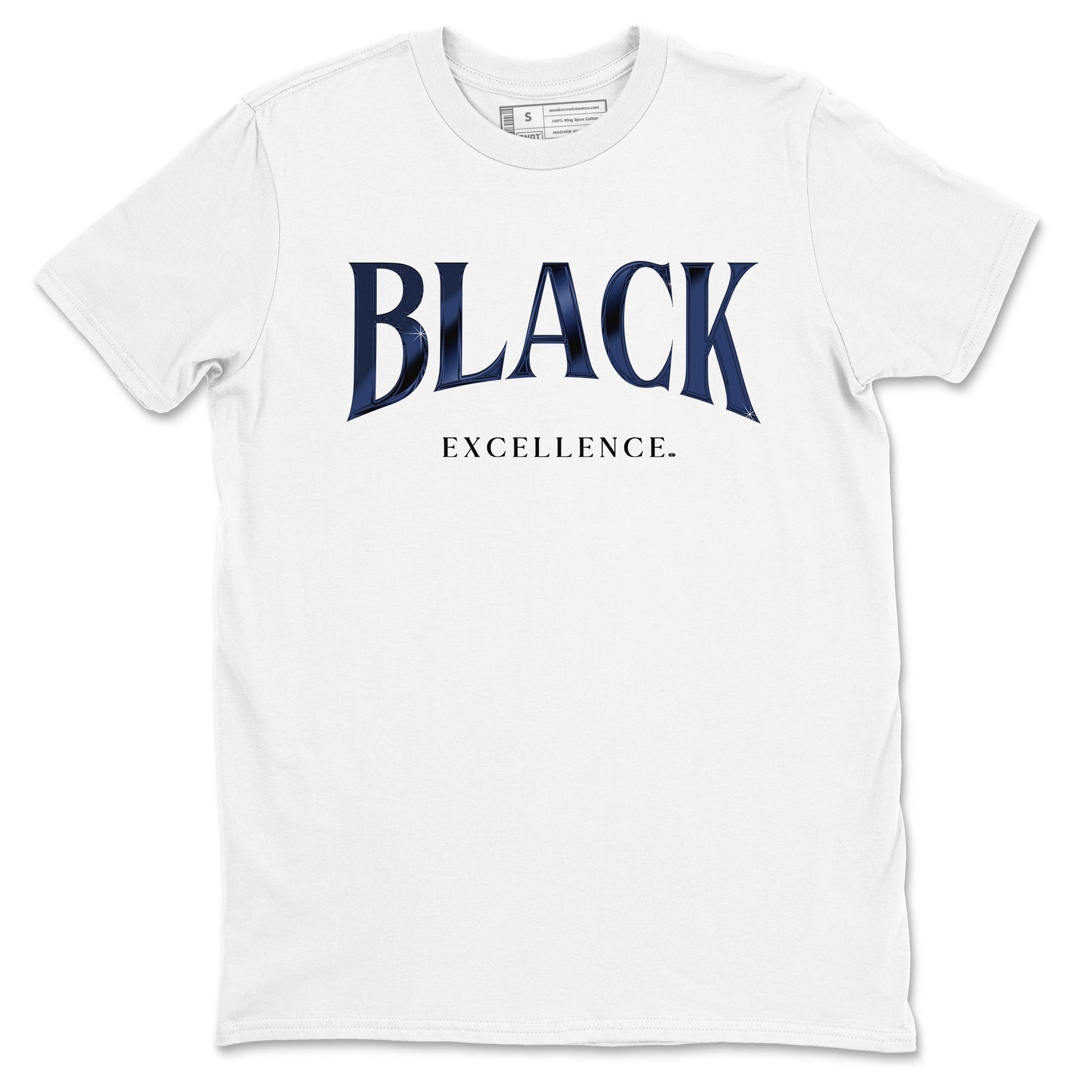 1s Midnight Navy shirts to match jordans Black Excellence sneaker match tees Air Jordan 1 Midnight Navy match shoes to clothes SNRT Sneaker Tees unisex cotton White 2 shirts