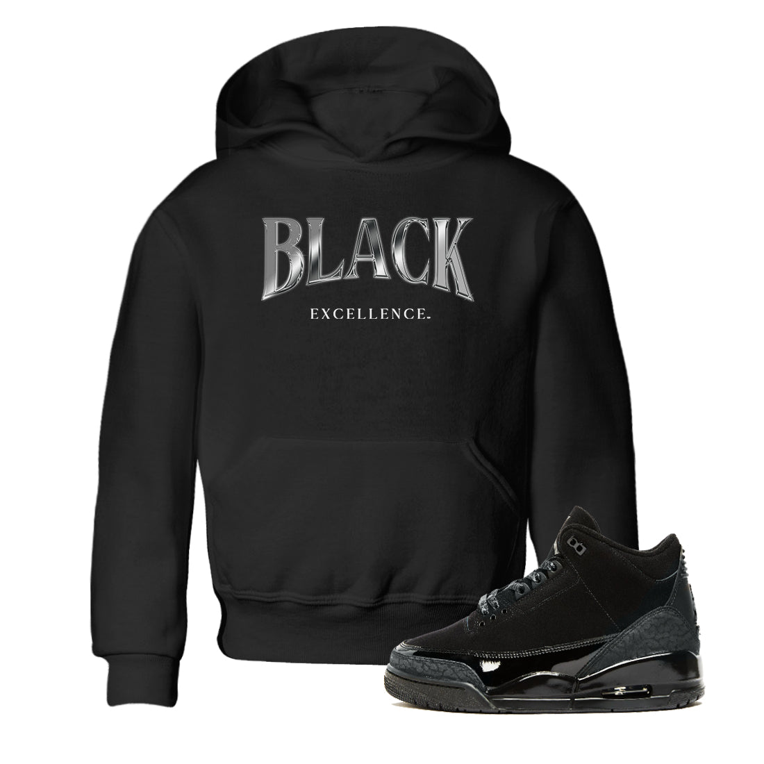 3s Black Cat shirts to match jordans Black Excellence sneaker match tees Air Jordan 3 Retro Black Cat match shoes to clothes SNRT Sneaker Tees Youth Baby Black 1 tee