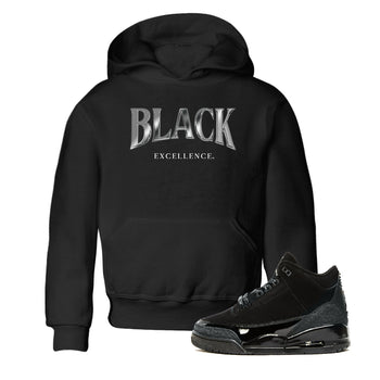 3s Black Cat shirts to match jordans Black Excellence sneaker match tees Air Jordan 3 Retro Black Cat match shoes to clothes SNRT Sneaker Tees Youth Baby Black 1 tee