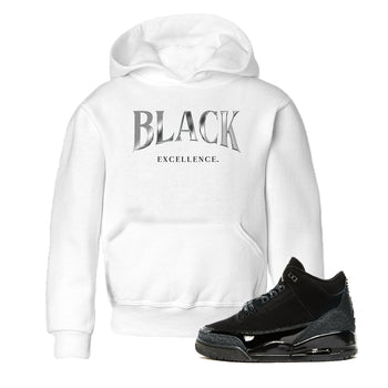 3s Black Cat shirts to match jordans Black Excellence sneaker match tees Air Jordan 3 Retro Black Cat match shoes to clothes SNRT Sneaker Tees Youth Baby White 1 tee