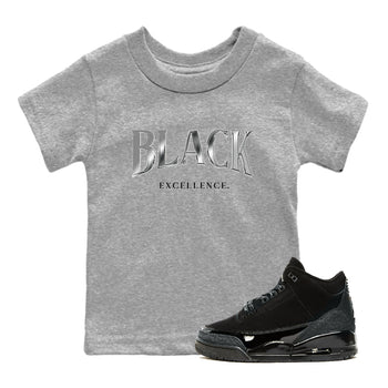 3s Black Cat shirts to match jordans Black Excellence sneaker match tees Air Jordan 3 Retro Black Cat match shoes to clothes SNRT Sneaker Tees Youth Baby Heather Grey 1 tee