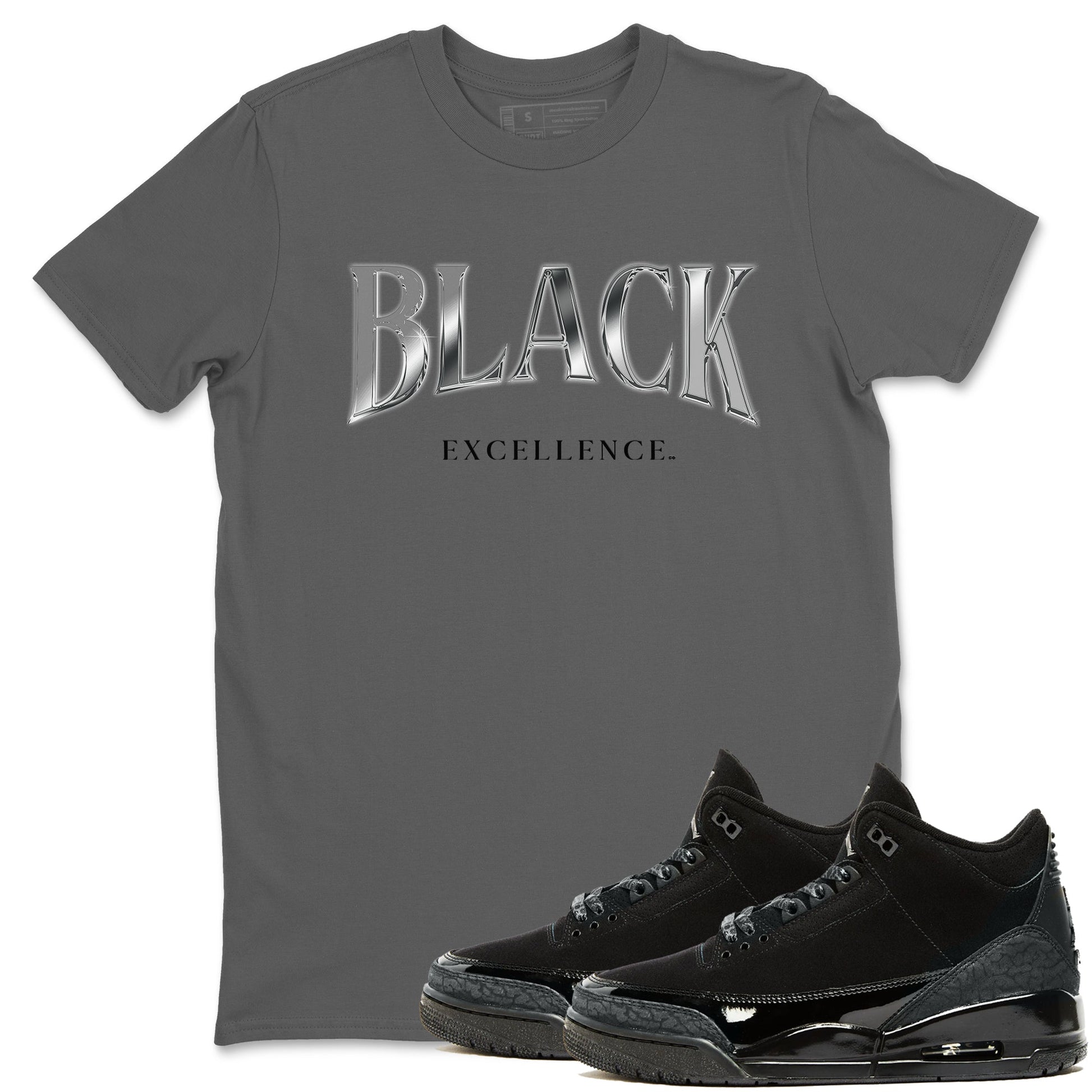 3s Black Cat shirts to match jordans Black Excellence sneaker match tees Air Jordan 3 Retro Black Cat match shoes to clothes SNRT Sneaker Tees unisex cotton Cool Grey 1 shirts