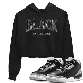 3s Green Glow shirt to match jordans Black Excellence sneaker tees Air Jordan 3 Green Glow SNRT Sneaker Release Tees Black 1 crop length shirt