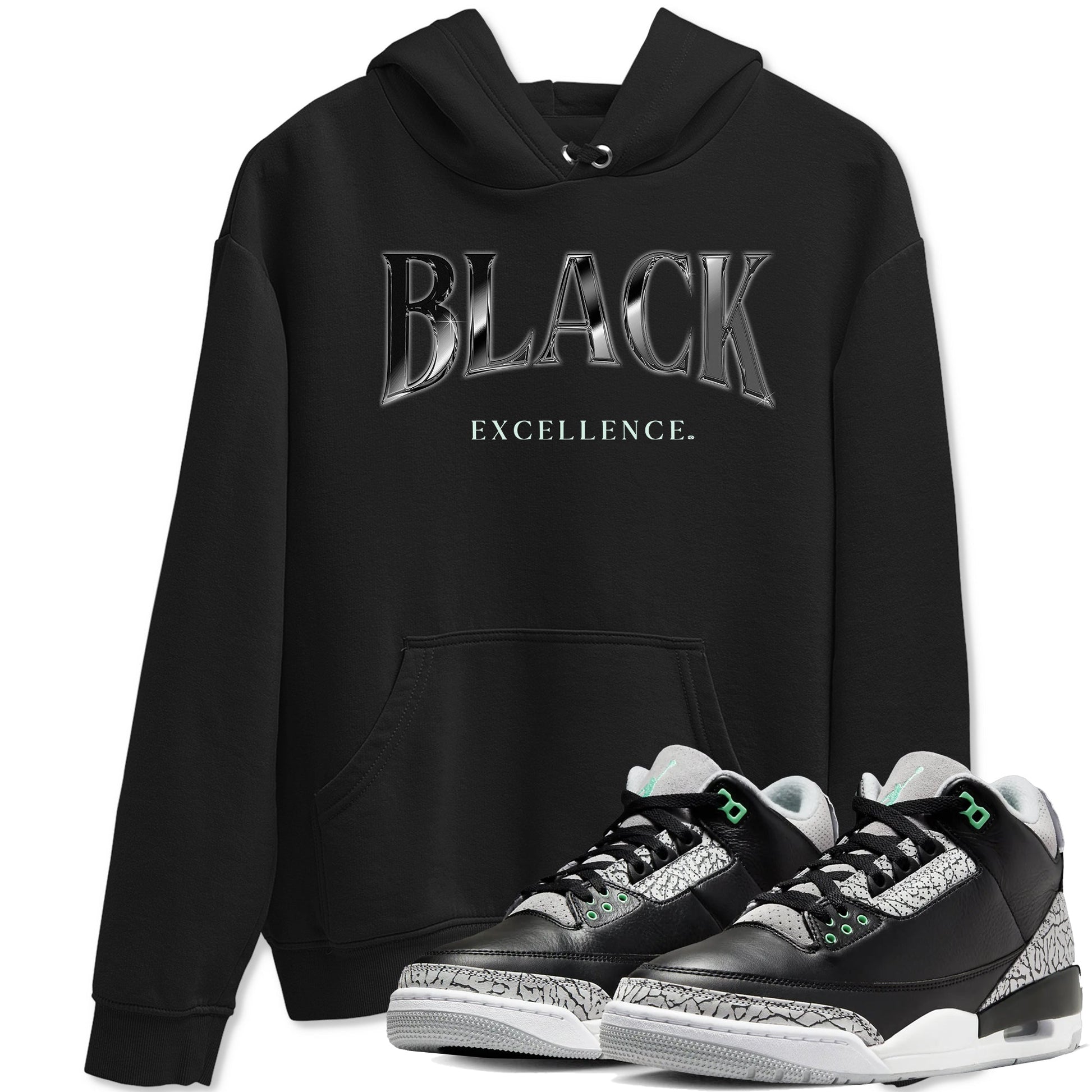 3s Green Glow shirt to match jordans Black Excellence sneaker tees Air Jordan 3 Green Glow SNRT Sneaker Release Tees unisex cotton Black 1 crew neck shirt