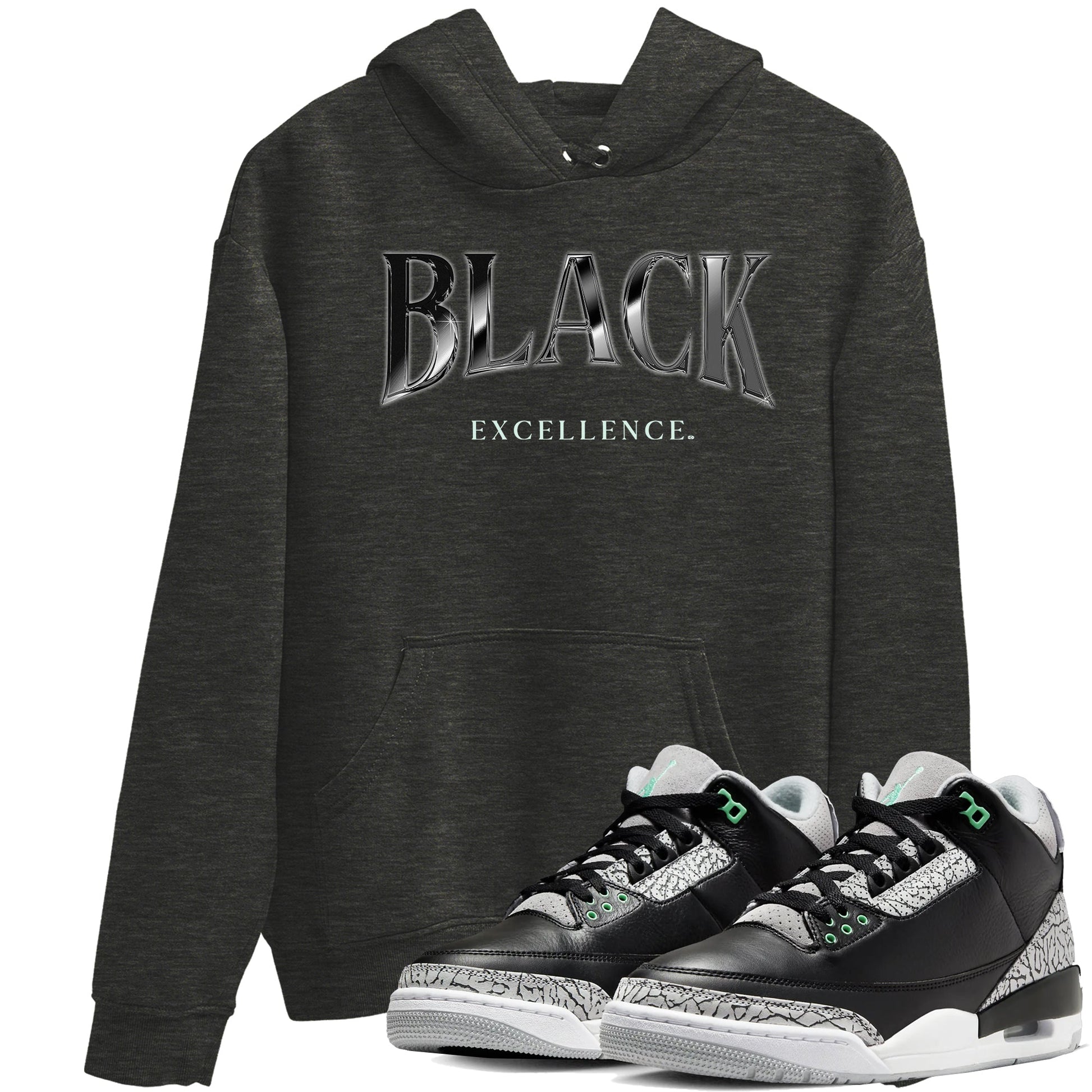 3s Green Glow shirt to match jordans Black Excellence sneaker tees Air Jordan 3 Green Glow SNRT Sneaker Release Tees unisex cotton Charcoal Heather 1 crew neck shirt