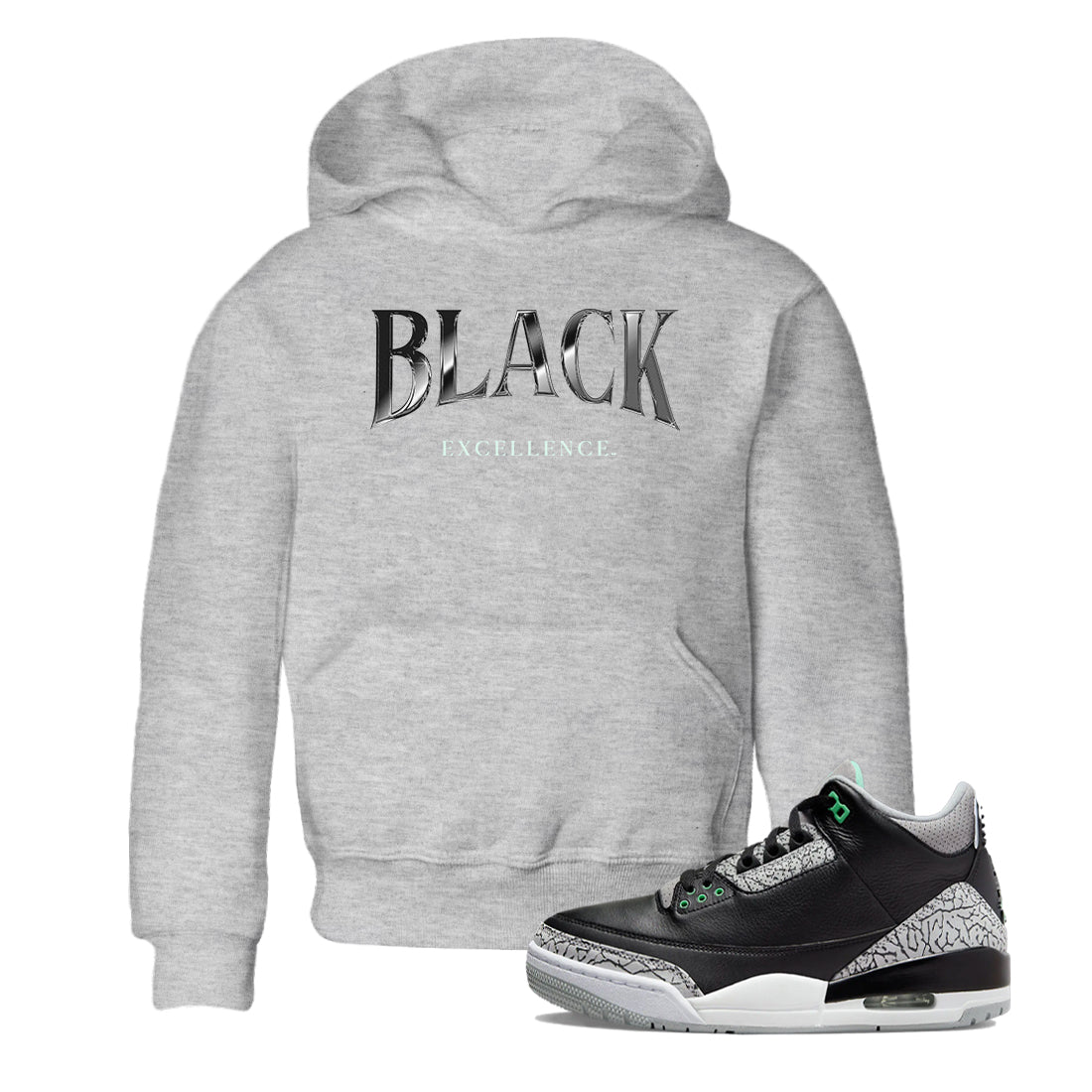 3s Green Glow shirt to match jordans Black Excellence sneaker tees Air Jordan 3 Green Glow SNRT sneaker release tees baby toddler Heather Grey 1 cotton Shirt