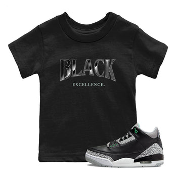 3s Green Glow shirt to match jordans Black Excellence sneaker tees Air Jordan 3 Green Glow SNRT sneaker release tees baby toddler Black 1 cotton Shirt