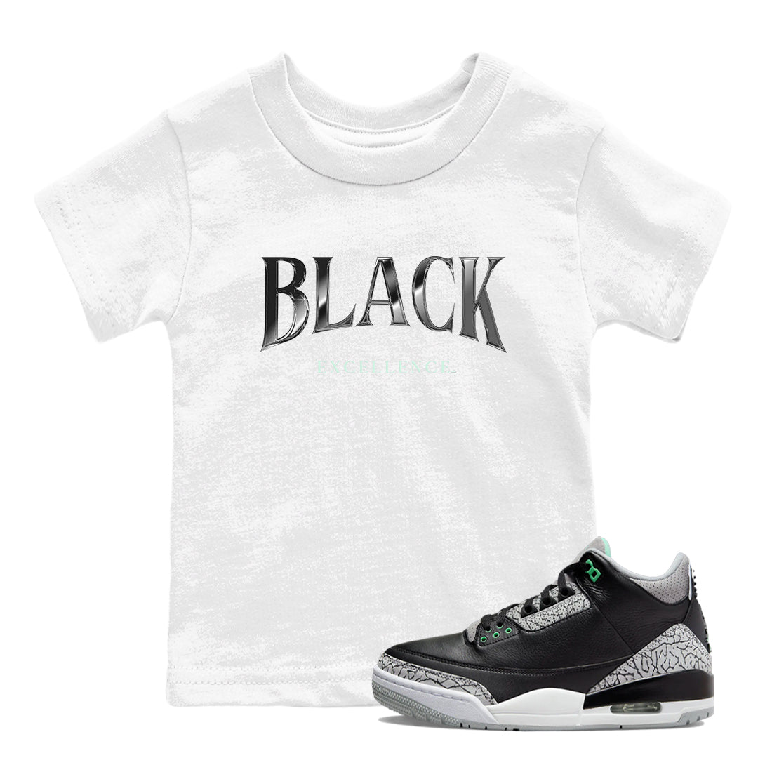 3s Green Glow shirt to match jordans Black Excellence sneaker tees Air Jordan 3 Green Glow SNRT sneaker release tees baby toddler White 1 cotton Shirt