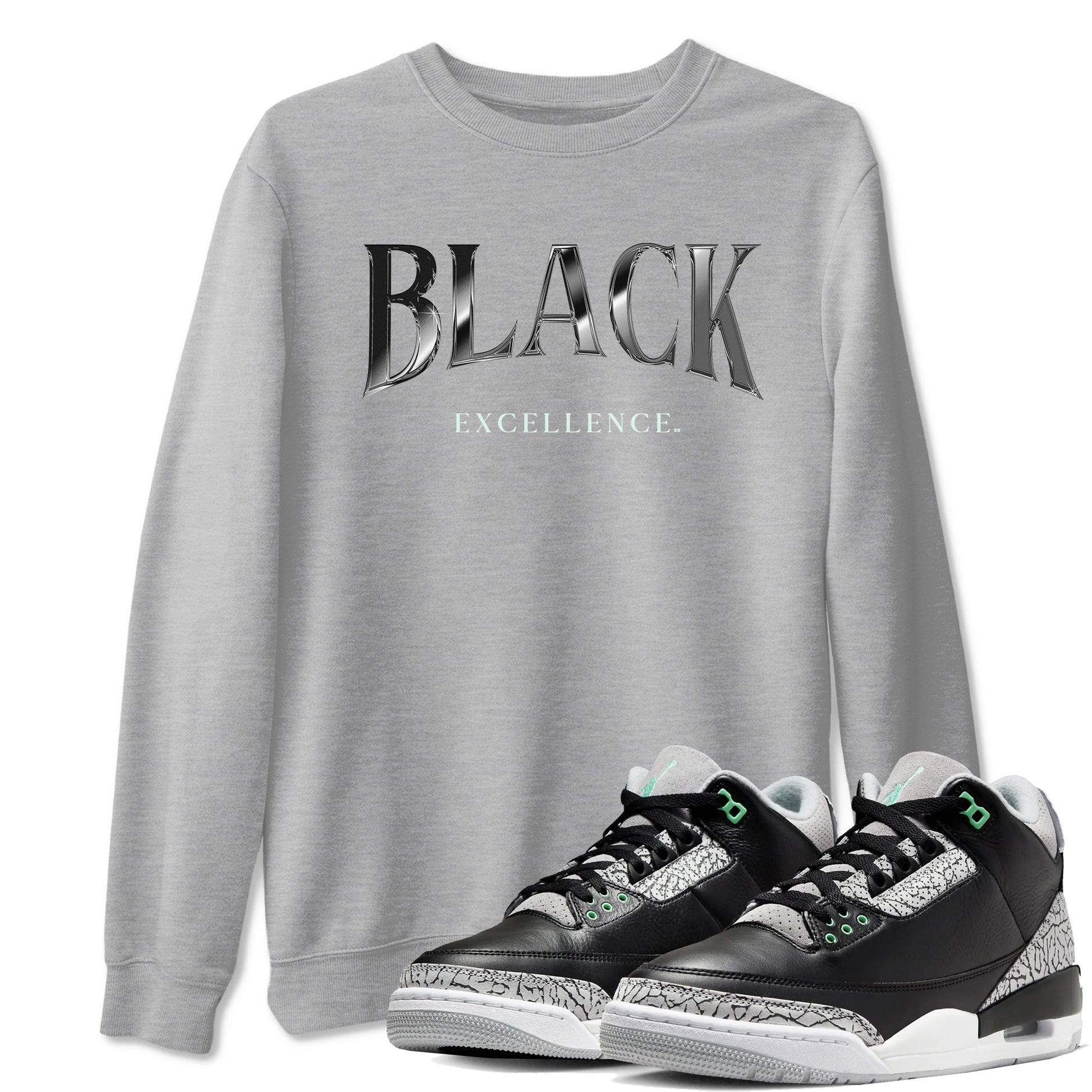 3s Green Glow shirt to match jordans Black Excellence sneaker tees Air Jordan 3 Green Glow SNRT Sneaker Release Tees unisex cotton Heather Grey 1 crew neck shirt