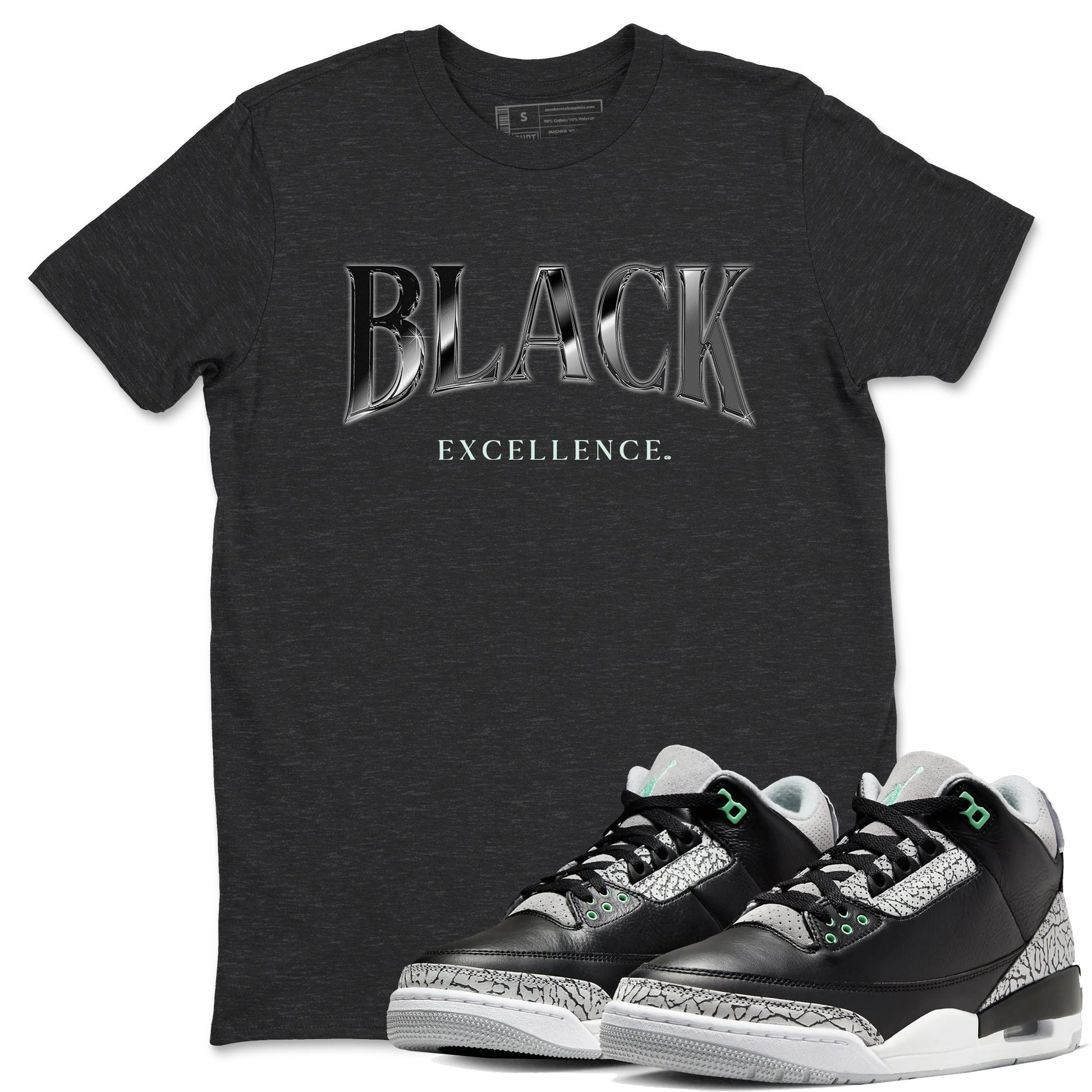 3s Green Glow shirt to match jordans Black Excellence sneaker tees Air Jordan 3 Green Glow SNRT Sneaker Release Tees unisex cotton Charcoal Heather 1 crew neck shirt