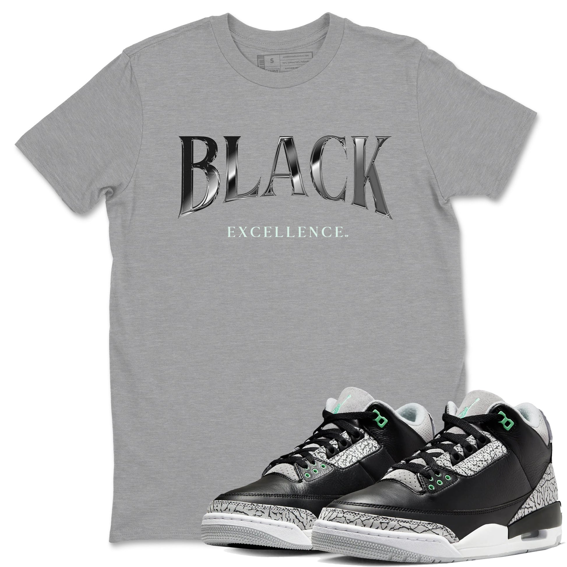 3s Green Glow shirt to match jordans Black Excellence sneaker tees Air Jordan 3 Green Glow SNRT Sneaker Release Tees unisex cotton Heather Grey 1 crew neck shirt
