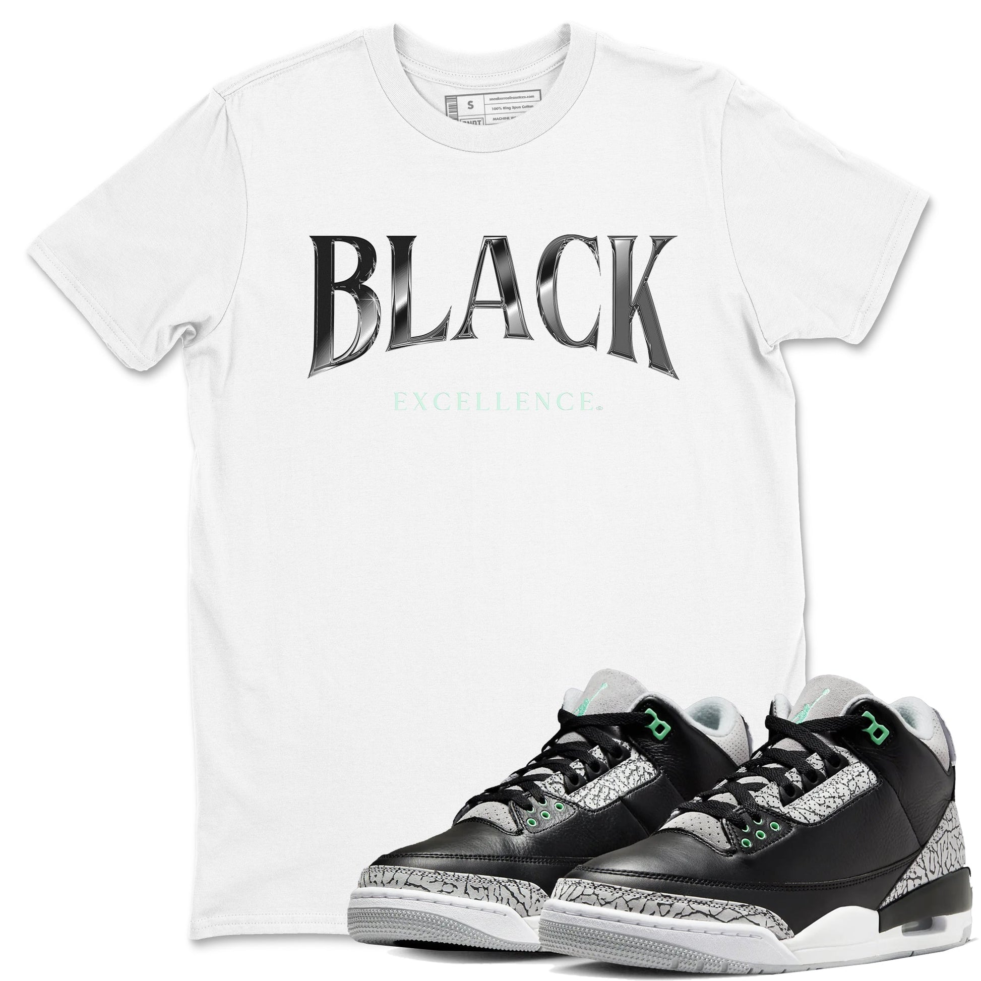 3s Green Glow shirt to match jordans Black Excellence sneaker tees Air Jordan 3 Green Glow SNRT Sneaker Release Tees unisex cotton White 1 crew neck shirt