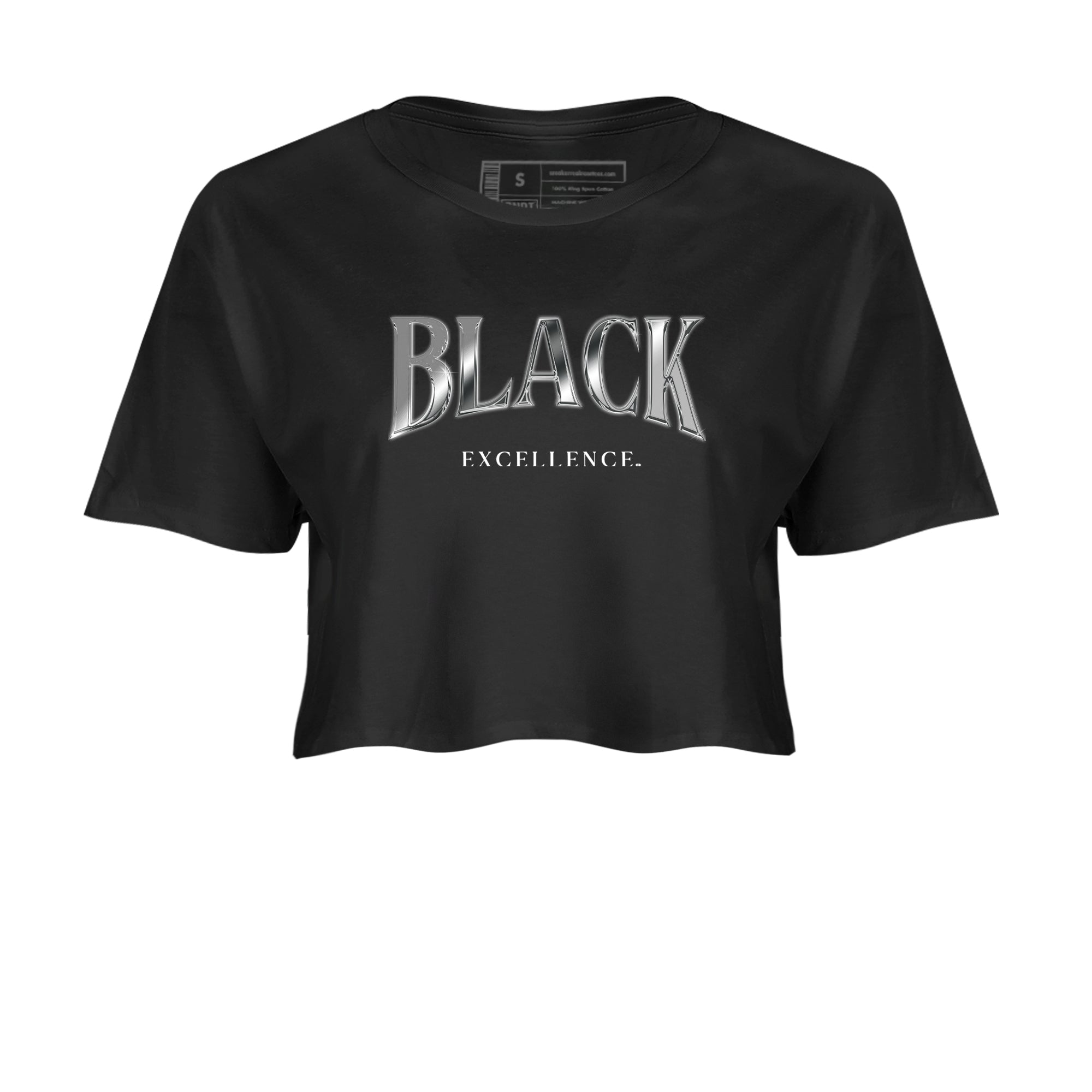 Sneaker match tees – Sneaker Tees To Match Air Jordan 4 Black Cat Shoes – Black Excellence Crop T-Shirt Black 2