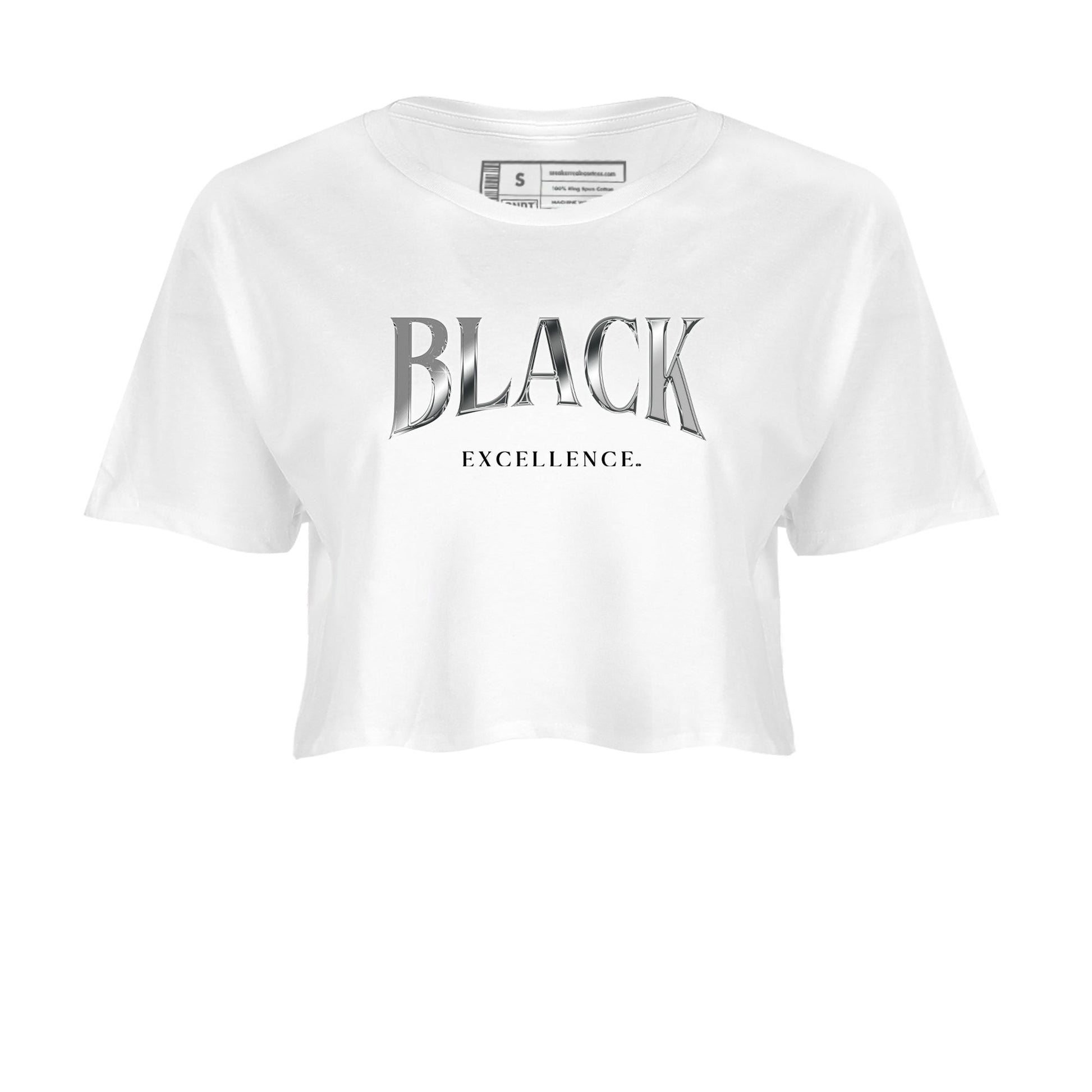 Sneaker match tees – Sneaker Tees To Match Air Jordan 4 Black Cat Shoes – Black Excellence Crop T-Shirt White 2