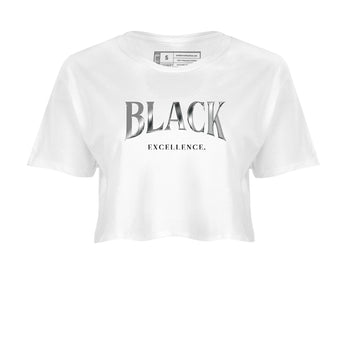 Sneaker match tees – Sneaker Tees To Match Air Jordan 4 Black Cat Shoes – Black Excellence Crop T-Shirt White 2