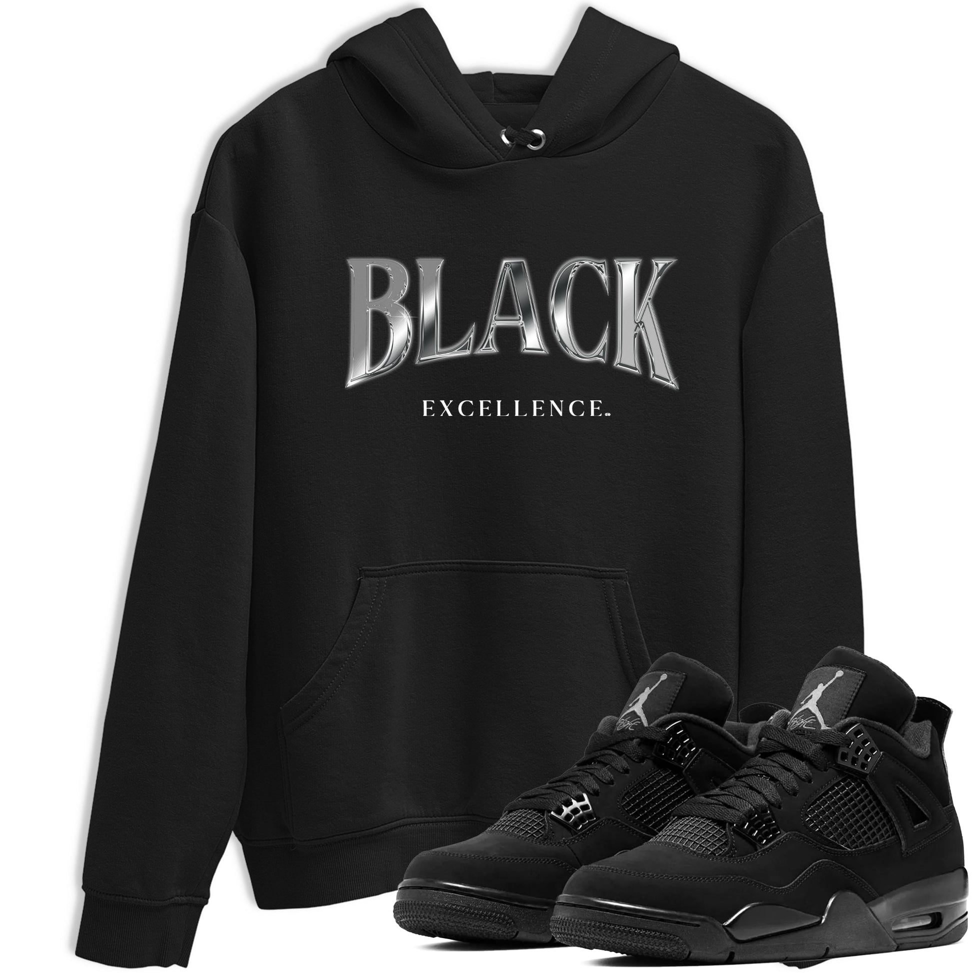 Sneaker match tees – Sneaker Tees To Match Air Jordan 4 Black Cat Shoes – Black Excellence Tee Black 1