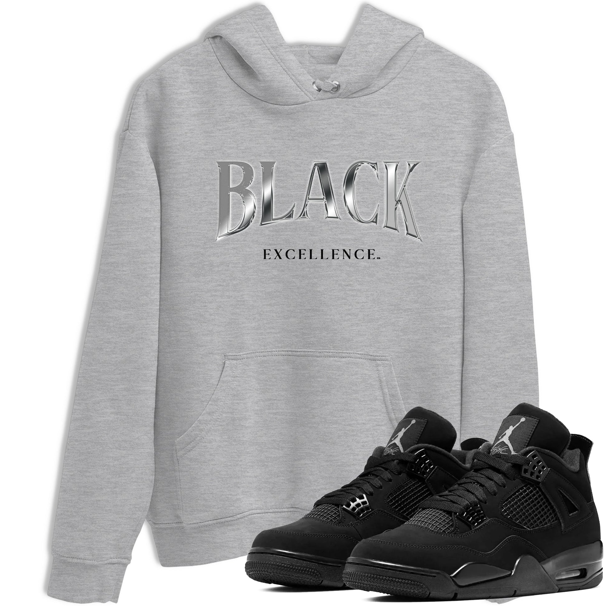 Sneaker match tees – Sneaker Tees To Match Air Jordan 4 Black Cat Shoes – Black Excellence Tee Heather Grey 1