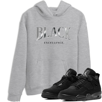 Sneaker match tees – Sneaker Tees To Match Air Jordan 4 Black Cat Shoes – Black Excellence Tee Heather Grey 1