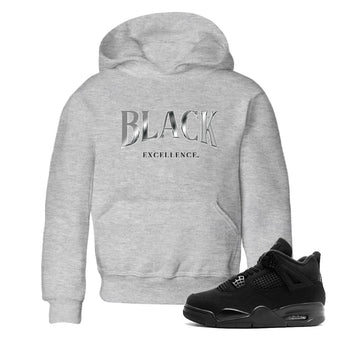 Sneaker match tees – Sneaker Tees To Match Air Jordan 4 Black Cat Shoes – Black Excellence Kids T-Shirt Heather Grey 1