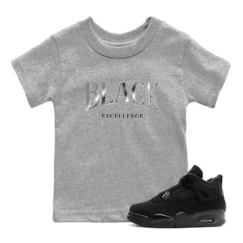 Sneaker match tees – Sneaker Tees To Match Air Jordan 4 Black Cat Shoes – Black Excellence Kids T-Shirt Heather Grey 1