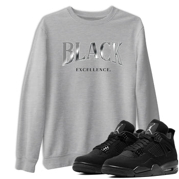 Sneaker match tees – Sneaker Tees To Match Air Jordan 4 Black Cat Shoes – Black Excellence Tee Heather Grey 1