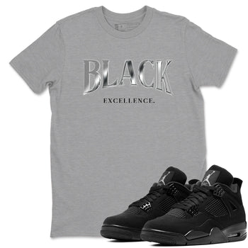 Sneaker match tees – Sneaker Tees To Match Air Jordan 4 Black Cat Shoes – Black Excellence Tee Heather Grey 1