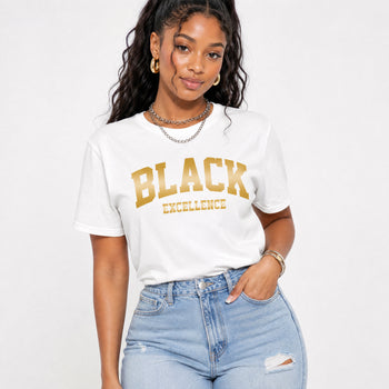 Varsity Black Excellence Gold Graphic Tee