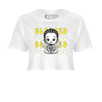 Air Jordan 4 Vivid Sulfur shirt to match jordans Blessed sneaker tees 4s Vivid Sulfur SNRT Sneaker Release Tees White 2 crop length shirt
