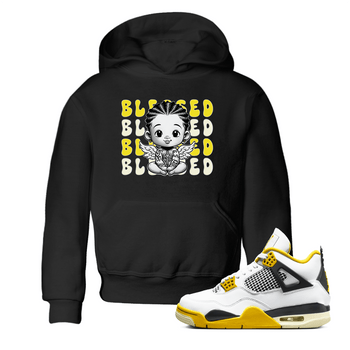 Air Jordan 4 Vivid Sulfur shirt to match jordans Blessed sneaker tees 4s Vivid Sulfur SNRT sneaker release tees baby toddler Black 1 cotton Shirt