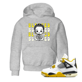 Air Jordan 4 Vivid Sulfur shirt to match jordans Blessed sneaker tees 4s Vivid Sulfur SNRT sneaker release tees baby toddler Heather Grey 1 cotton Shirt