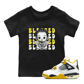 Air Jordan 4 Vivid Sulfur shirt to match jordans Blessed sneaker tees 4s Vivid Sulfur SNRT sneaker release tees baby toddler Black 1 cotton Shirt