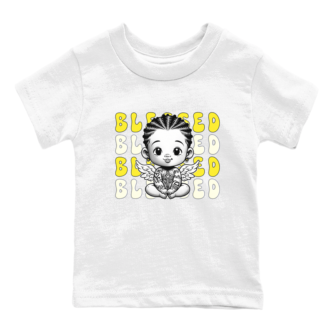 Air Jordan 4 Vivid Sulfur shirt to match jordans Blessed sneaker tees 4s Vivid Sulfur SNRT sneaker release tees baby toddler White 2 cotton Shirt