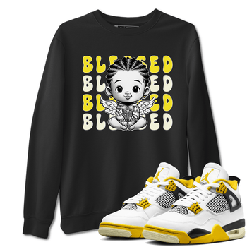 Air Jordan 4 Vivid Sulfur shirt to match jordans Blessed sneaker tees 4s Vivid Sulfur SNRT Sneaker Release Tees unisex cotton Black 1 crew neck shirt