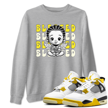Air Jordan 4 Vivid Sulfur shirt to match jordans Blessed sneaker tees 4s Vivid Sulfur SNRT Sneaker Release Tees unisex cotton Heather Grey 1 crew neck shirt