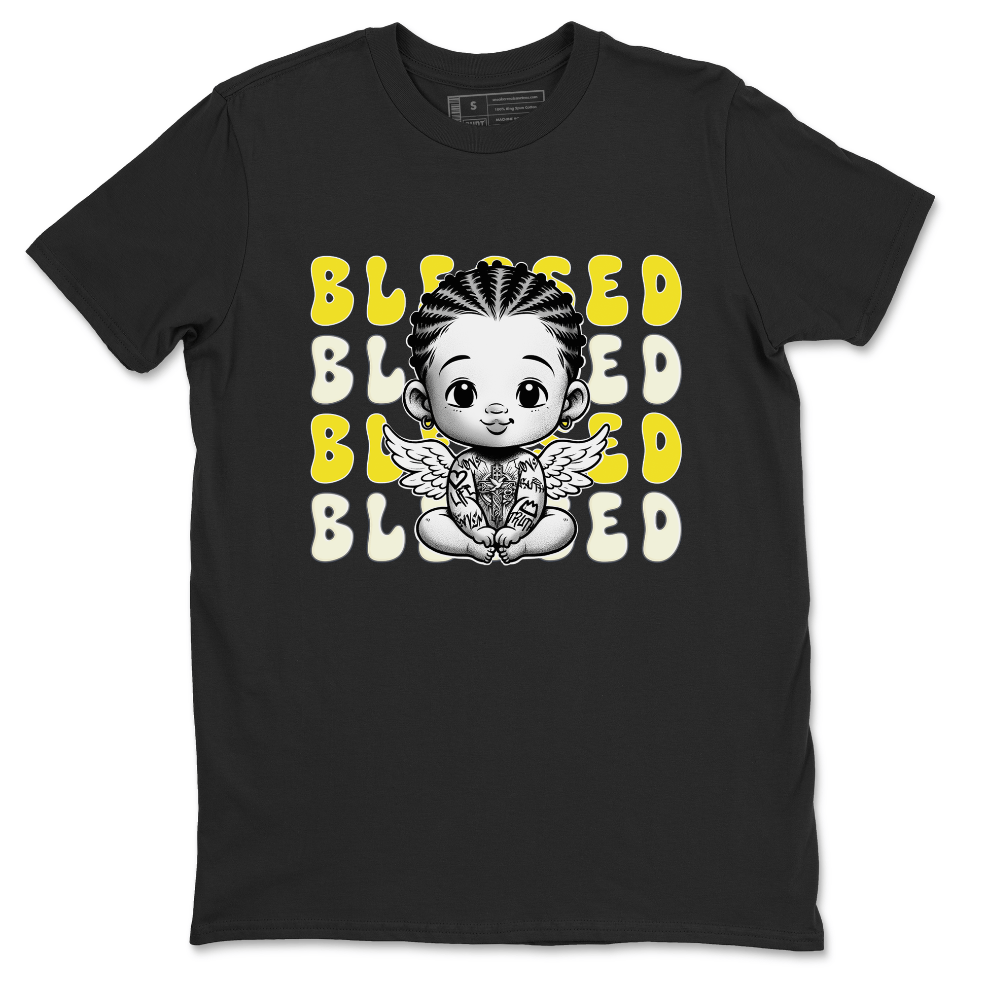 Air Jordan 4 Vivid Sulfur shirt to match jordans Blessed sneaker tees 4s Vivid Sulfur SNRT Sneaker Release Tees unisex cotton Black 2 crew neck shirt