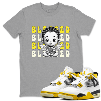 Air Jordan 4 Vivid Sulfur shirt to match jordans Blessed sneaker tees 4s Vivid Sulfur SNRT Sneaker Release Tees unisex cotton Heather Grey 1 crew neck shirt
