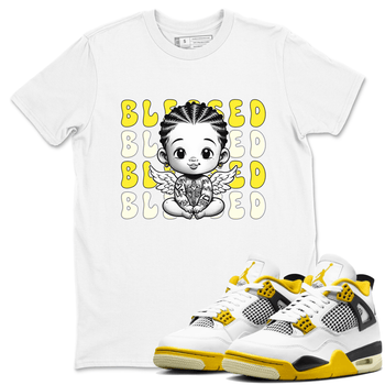 Air Jordan 4 Vivid Sulfur shirt to match jordans Blessed sneaker tees 4s Vivid Sulfur SNRT Sneaker Release Tees unisex cotton White 1 crew neck shirt