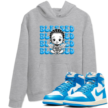 1s High OG UNC Reimagined shirts to match jordans Blessed Baby graphic tees Air Jordan 1 UNC Reimagined match shoes to clothes SNRT Sneaker Tees unisex cotton Heather Grey 1 shirts
