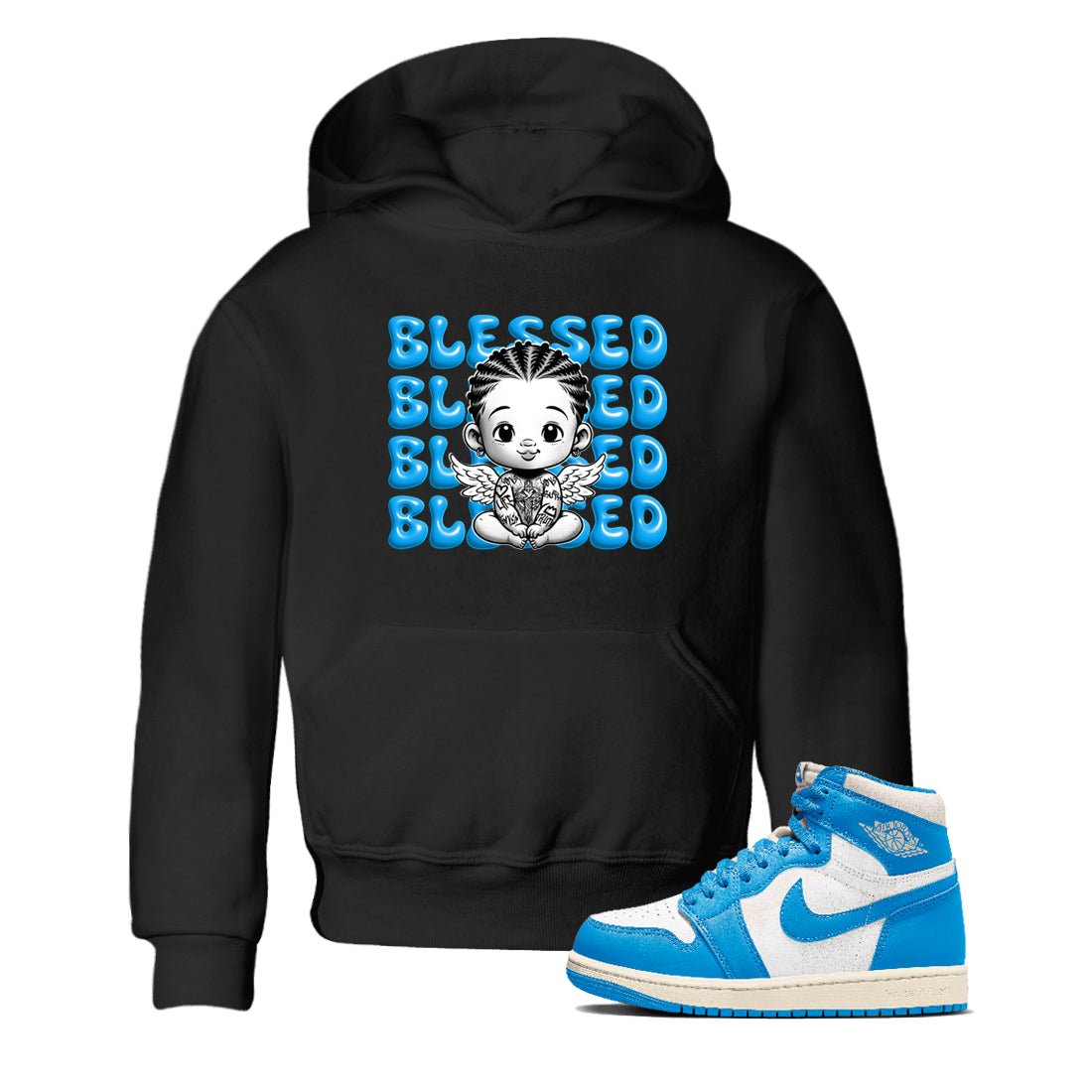 1s High OG UNC Reimagined shirts to match jordans Blessed Baby graphic tees Air Jordan 1 UNC Reimagined match shoes to clothes SNRT Sneaker Tees Youth Baby Black 1 tee