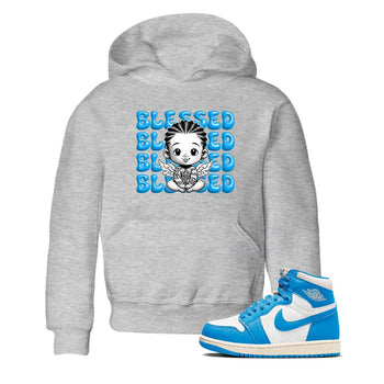 1s High OG UNC Reimagined shirts to match jordans Blessed Baby graphic tees Air Jordan 1 UNC Reimagined match shoes to clothes SNRT Sneaker Tees Youth Baby Heather Grey 1 tee