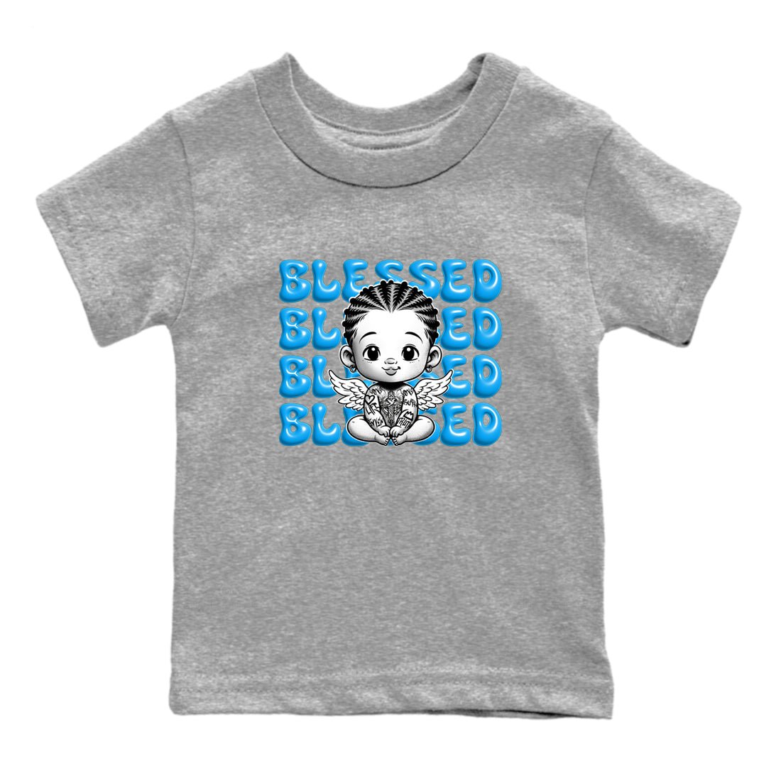 1s High OG UNC Reimagined shirts to match jordans Blessed Baby graphic tees Air Jordan 1 UNC Reimagined match shoes to clothes SNRT Sneaker Tees Youth Baby Heather Grey 2 tee
