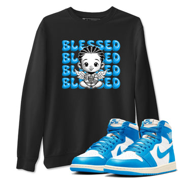 1s High OG UNC Reimagined shirts to match jordans Blessed Baby graphic tees Air Jordan 1 UNC Reimagined match shoes to clothes SNRT Sneaker Tees unisex cotton Black 1 shirts