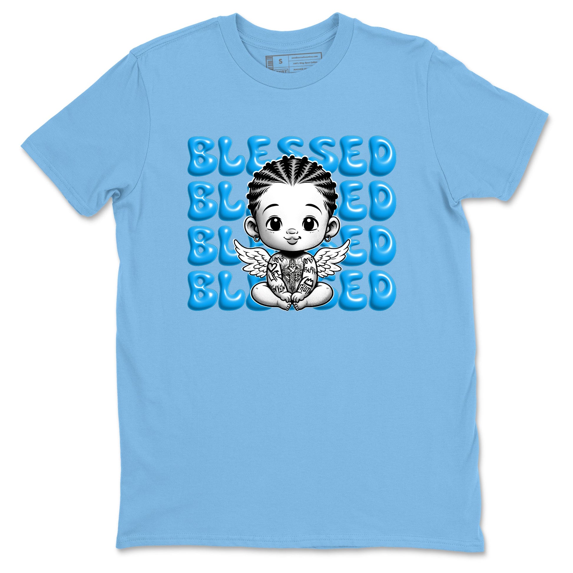 1s High OG UNC Reimagined shirts to match jordans Blessed Baby graphic tees Air Jordan 1 UNC Reimagined match shoes to clothes SNRT Sneaker Tees unisex cotton Carolina Blue 2 shirts