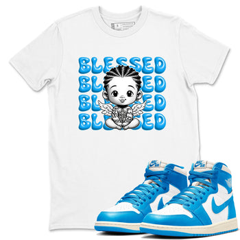 1s High OG UNC Reimagined shirts to match jordans Blessed Baby graphic tees Air Jordan 1 UNC Reimagined match shoes to clothes SNRT Sneaker Tees unisex cotton White 1 shirts