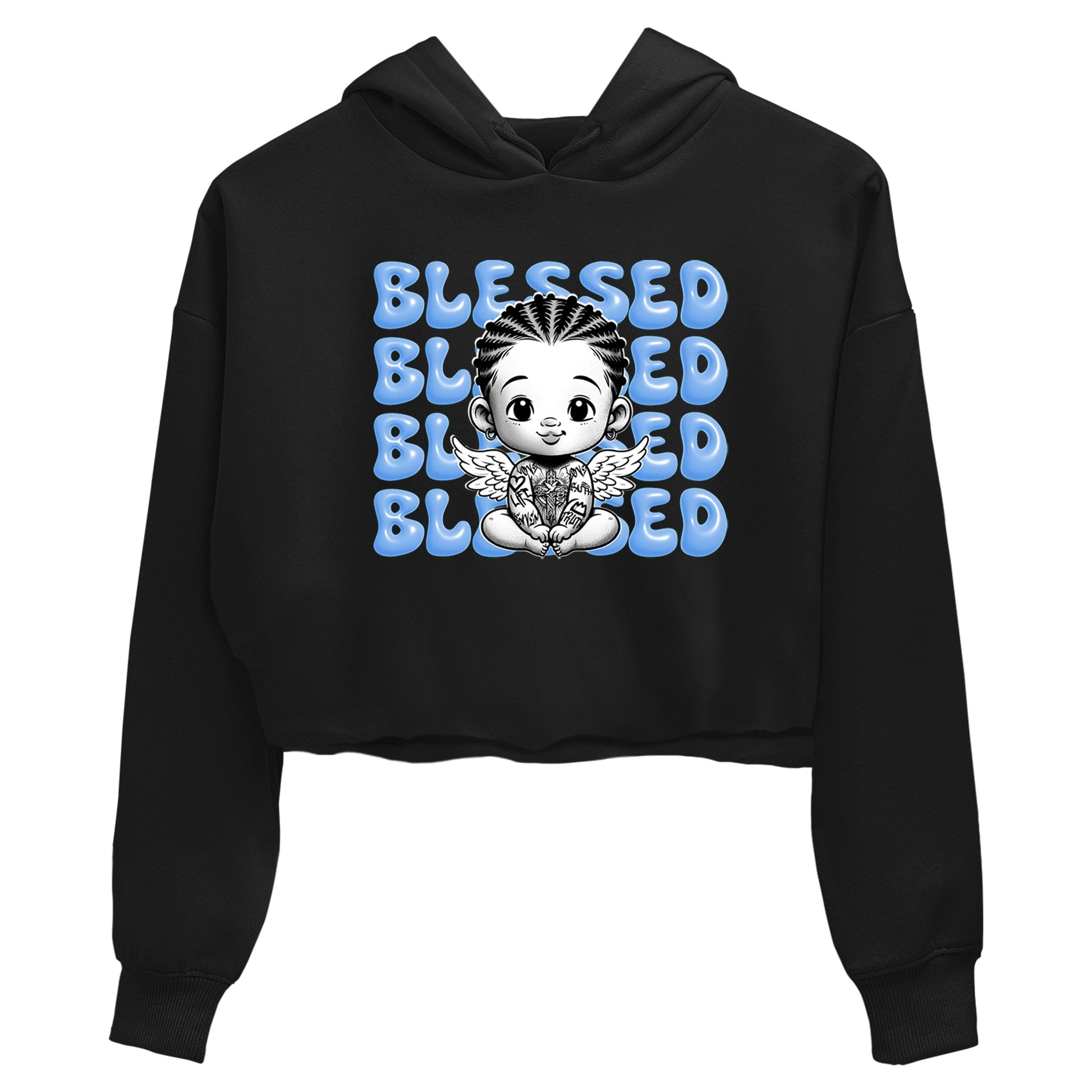 4s Forget Me Not shirts to match jordans Blessed Baby graphic tees Air Jordan 4 Forget Me Not match shoes to clothes SNRT Sneaker Tees unisex cotton Black 2 crop tee