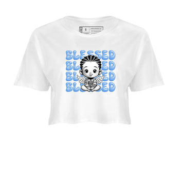 4s Forget Me Not shirts to match jordans Blessed Baby graphic tees Air Jordan 4 Forget Me Not match shoes to clothes SNRT Sneaker Tees unisex cotton White 2 crop tee
