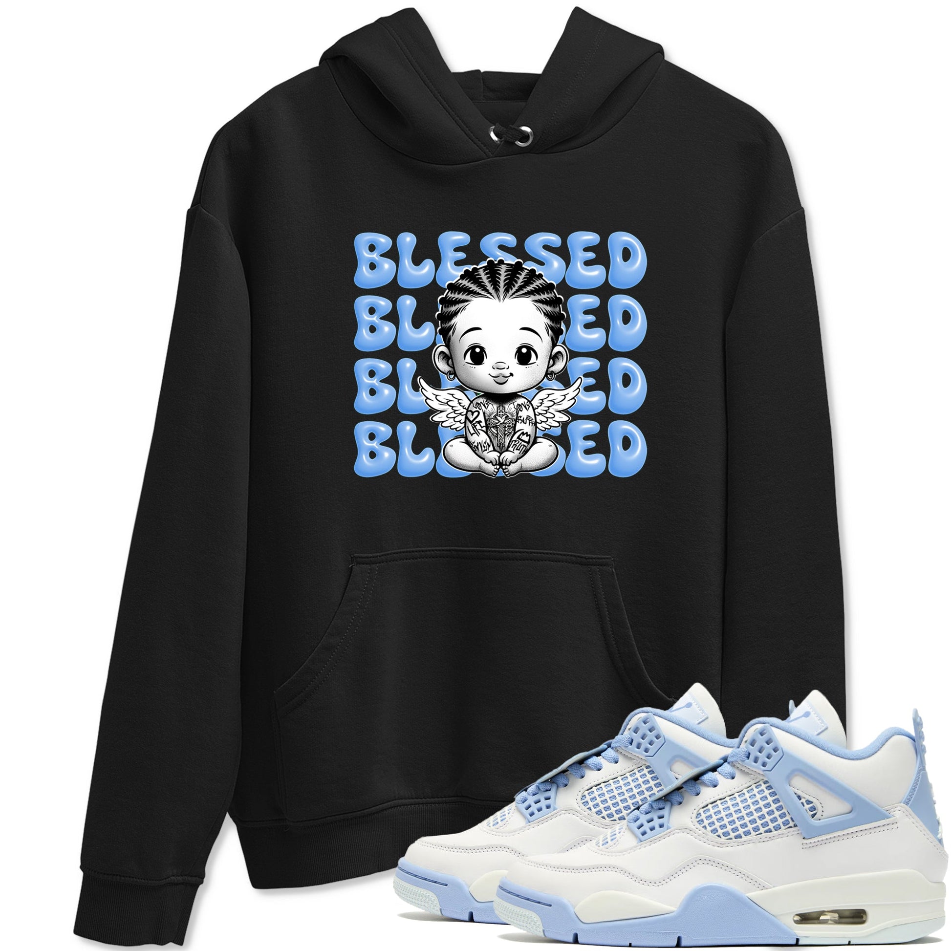 4s Forget Me Not shirts to match jordans Blessed Baby graphic tees Air Jordan 4 Forget Me Not match shoes to clothes SNRT Sneaker Tees unisex cotton Black 1 shirts