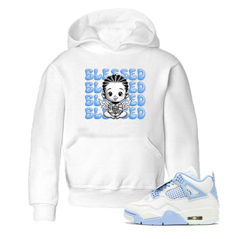 4s Forget Me Not shirts to match jordans Blessed Baby graphic tees Air Jordan 4 Forget Me Not match shoes to clothes SNRT Sneaker Tees Youth Baby White 1 tee