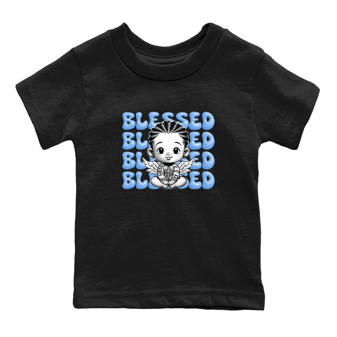 4s Forget Me Not shirts to match jordans Blessed Baby graphic tees Air Jordan 4 Forget Me Not match shoes to clothes SNRT Sneaker Tees Youth Baby Black 2 tee